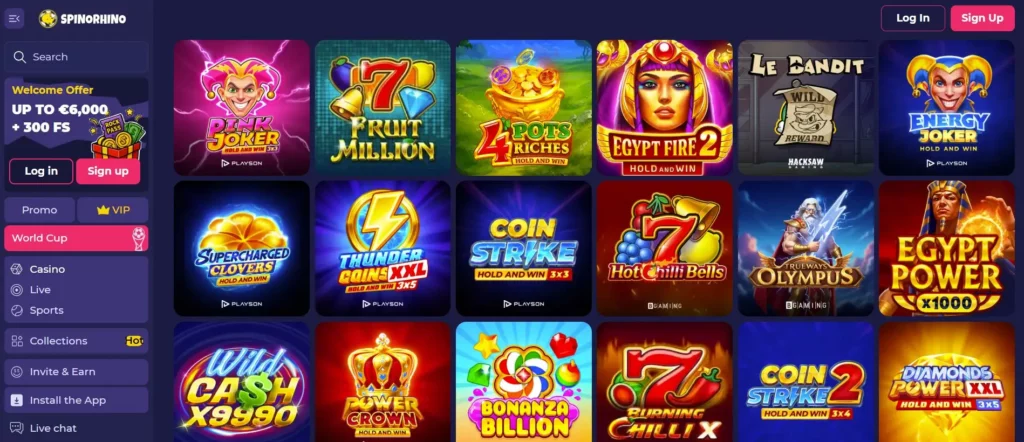 Het Casino-aanbod van Spinorhino